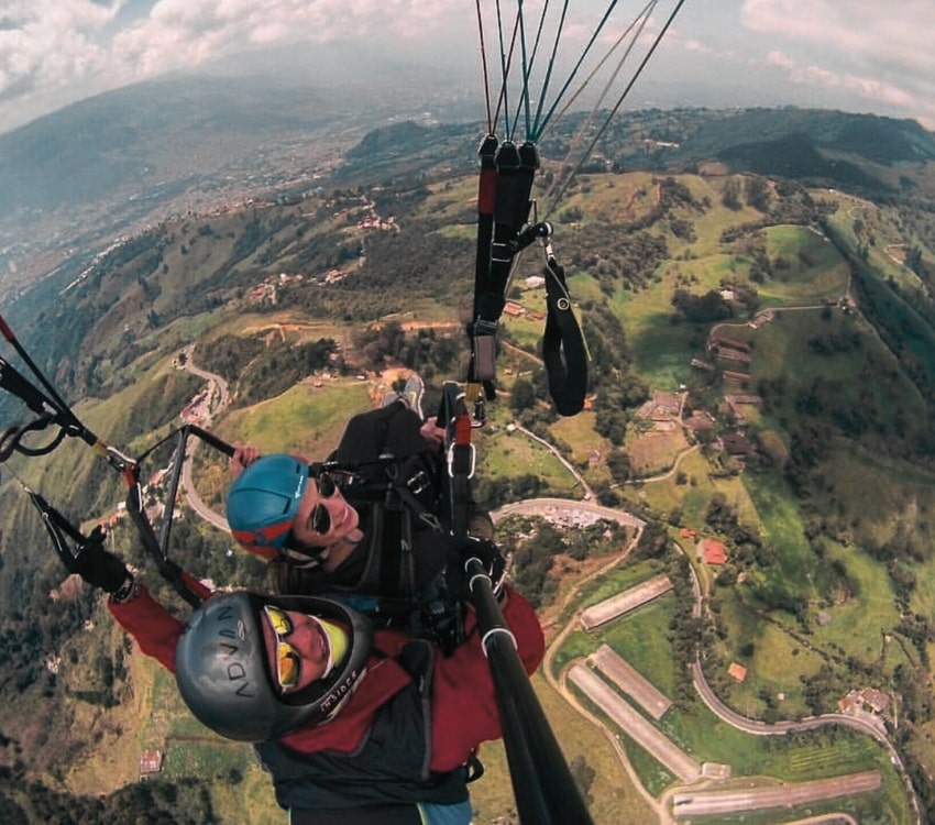 paragliding view of medellin mountains